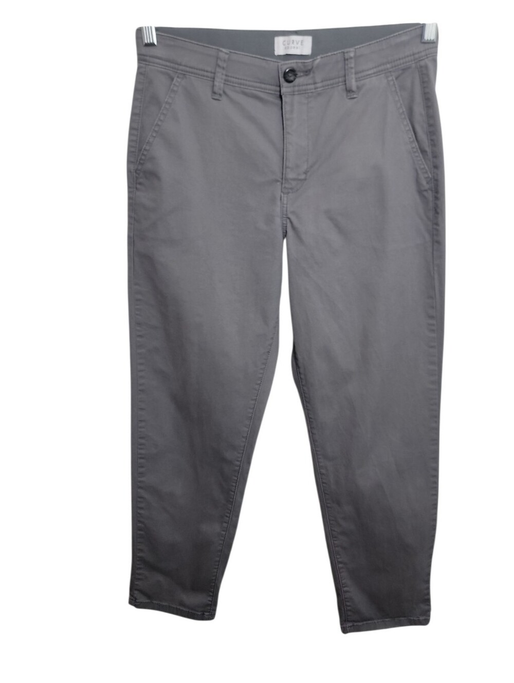 Curve Appeal women's gray high rise crop strsight leg chino pants size 4